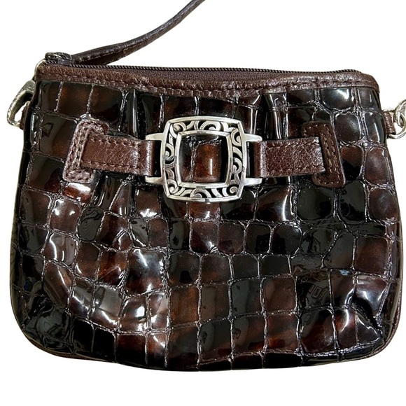 Brighton Brown Croc Embossed Crossbody Bag with Silver Buckle - Picture 2 of 14